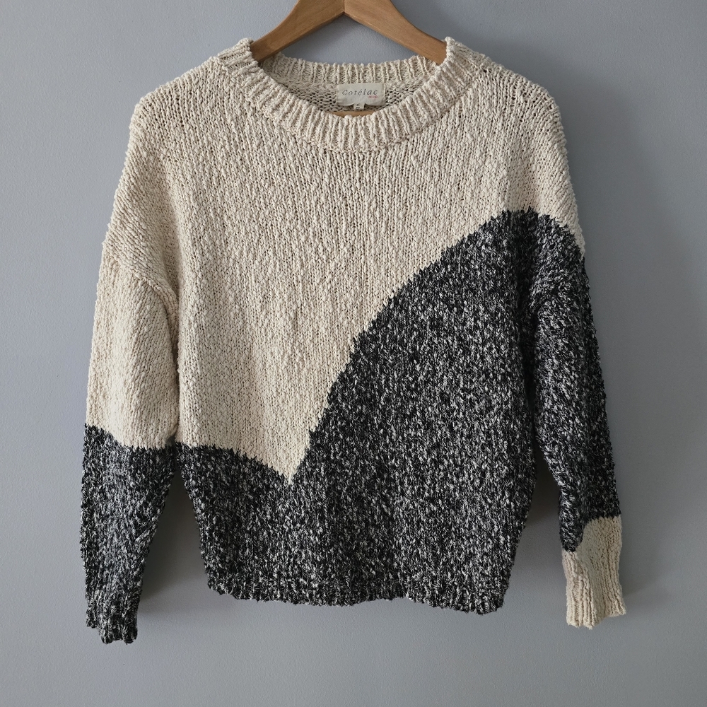 Cotélac Acoté Textured Cotton Pullover Sweater Made In Italy Size 0/US4